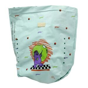 1988 GRIMACE McDonald’s Vinyl Cooler Lunch Bag Happy Meal Teal Purple Green 12"